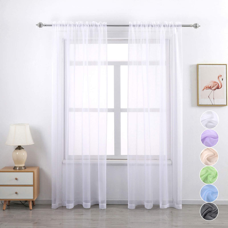 GYROHOME Basic Rod Pocket Sheer Voile CurtainSunlight Filtering Protect Privacy Polyester Sheer for Living Room Bedroom Patio Door Set of 2PanelsWhite 52x63 inch