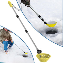 Huntury Retractable Ice Fishing Scoop Skimmer Ice Scooper Long Length and Larger Spoon No More Bending Over to Scoop Out Ice While Ice Fishing Ice Fishing Gear
