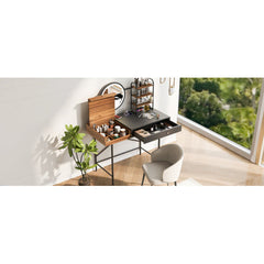 Makeup Vanity Desk With 3-Mode Lighted Mirror Wireless Charging Station , Vanity Table With Drawer 3 Open Shelves For Ample Storage Space