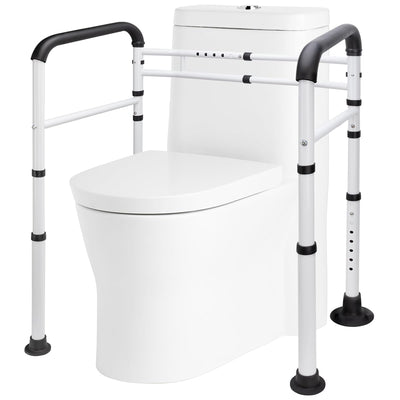 Aimoptg Toilet Safety Rails for Seniors (350 LB) Adjustable Toilet Safety Frame with Arms Foldable Toilet Handles for Elderly and Disabled & Handicap Toilet Rails Fits Most Toilets Easy Installation