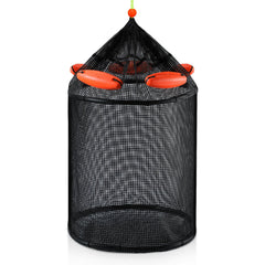 Extra Large Foldable Floating Fishing Basket for Live Caught Fish Collapsible Mesh Bait Pen Portable Fishing Livewell Heavy Duty Coated Fishing Holder Cage