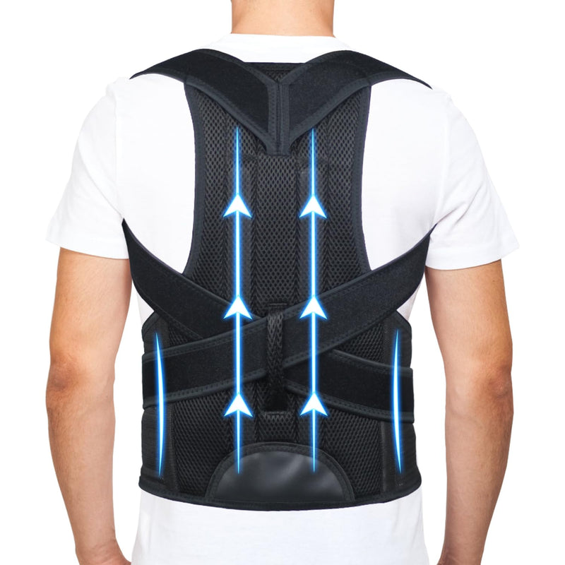Back Brace Posture Corrector for Men and Women - Improve Posture Lower Back and Waist Pain Full Lumbar Support Shoulder and Neck Stretcher Adjustable Straps and Breathable Material M(29