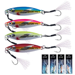 Goture Fishing Jigs 30g/40g/60g/80g/100g/200g Vertical Jig Freshwater Saltwater Speed Fast Fall Jig Fishing Lures with Assist Hooks Fishing Jigging Spoon Lures for TunaSalmonBassTrout