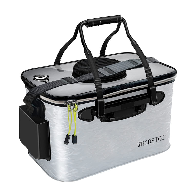 WHCDSTGJ Transparent Lid Fishing Bucket Portable Foldable Fishing Bucket Live Bait Bucket with Aeration Hole for Bait Bucket Live Fish Bucket Live Bait Storage.4/6/8 gallons (8 gallons)