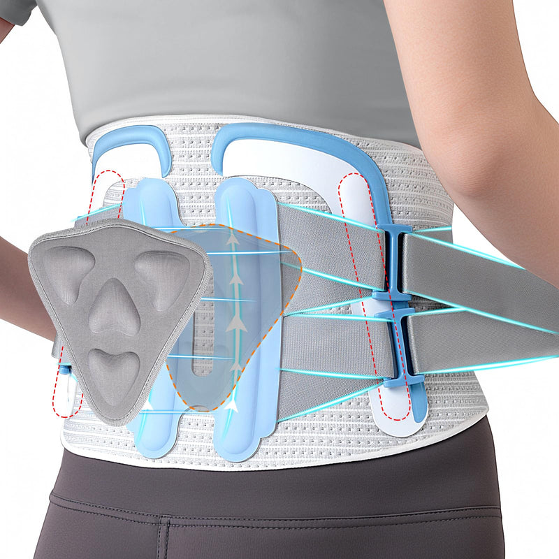 Cofoe Back Brace for Lower Back Pain Relief with 3D Lumbar Pad Adjustable Back Support Brace for Men and Women Breathable Mesh Fabric Back Brace for Herniated Disc Sciatica Y07(Light blue Large)