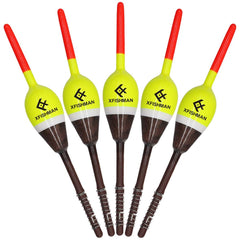 XFISHMAN Balsa Fishing Floaters Spring Bobbers Fishing Kit Tackle Floats Assortment for Crappie Panfish Walleyes (7/8" Oval 5 Pack)