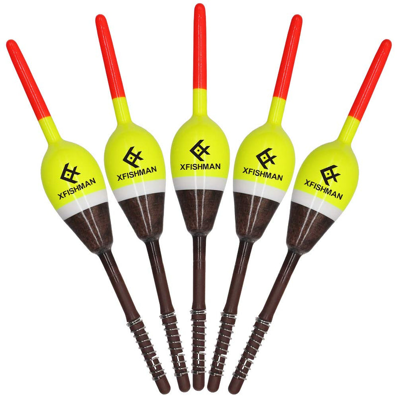 XFISHMAN Balsa Fishing Floaters Spring Bobbers Fishing Kit Tackle Floats Assortment for Crappie Panfish Walleyes (7/8