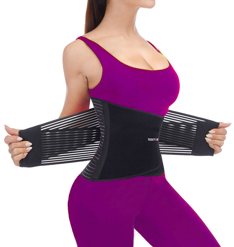 TESETON Back Brace for Men and Women Back Support Belt Relief Lower Back Pain Herniated Disc Sciatica Scoliosis Breathable Mesh Lumbar Support Belt with 8 reinforced Bones 02 Black-M