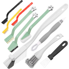 10Pack Kitchen Cleaning Brush SetDeep Clean Gas Stove Brass Brush Kitchen Sink Nylon BrushesCooktop ScraperStiff Bristles Rust Removing and Dust Scrubber Brush for Range Hood Grease Grime
