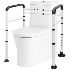 Aimoptg Toilet Safety Rails for Seniors (350 LB) Adjustable Toilet Safety Frame with Arms Foldable Toilet Handles for Elderly and Disabled & Handicap Toilet Rails Fits Most Toilets Easy Installation