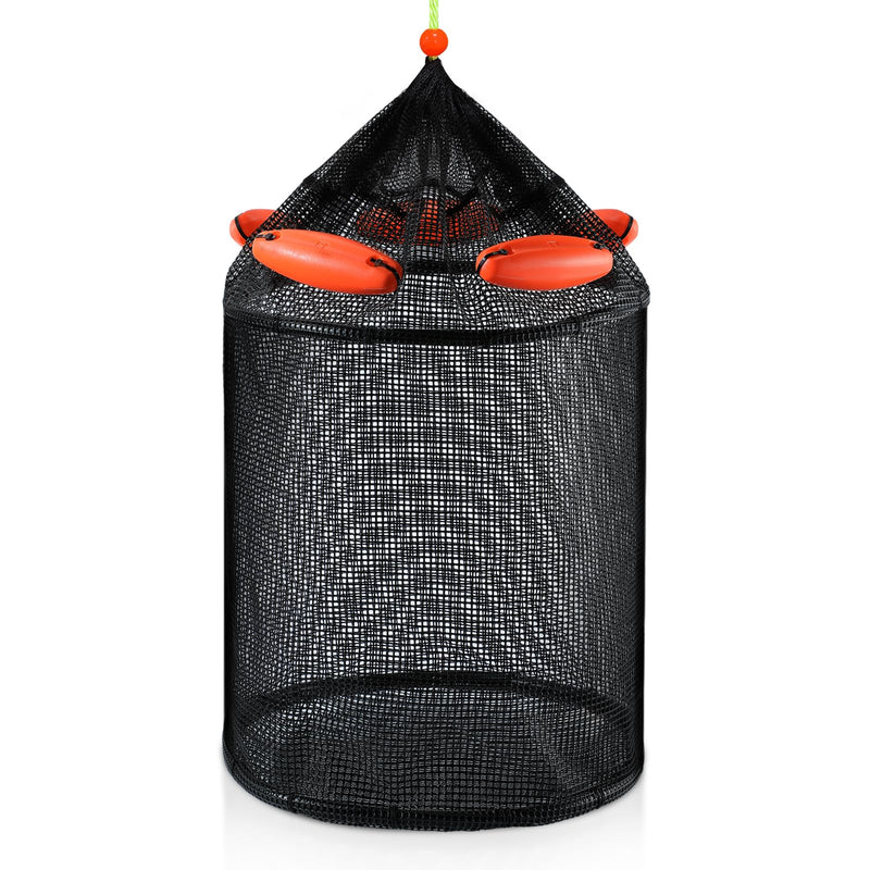 Extra Large Foldable Floating Fishing Basket for Live Caught Fish Collapsible Mesh Bait Pen Portable Fishing Livewell Heavy Duty Coated Fishing Holder Cage