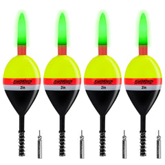 QualyQualy 4PCS Lighted Slip Bobbers Fishing Floats Glow in The Dark Spring Bobber for Crappie Walleyes Fishing