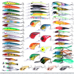 Pezlun Fishing Lures Kit Minnow Popper Crank Baits Freshwater Bass Fishing Baits Set (DYP50PCSA)