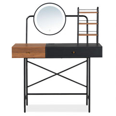 Makeup Vanity Desk With 3-Mode Lighted Mirror Wireless Charging Station , Vanity Table With Drawer 3 Open Shelves For Ample Storage Space