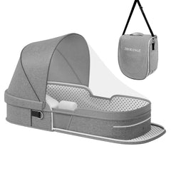 ZHORANGE Baby Travel Bassinet Portable Bassinets Infant Co-Sleeping Bed with Mosquito Net and Canopy Lightweight Travel Pod Infant Travel Bed Grey