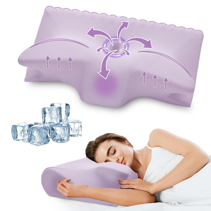 Cervical Pillow for Neck Pain Relief Cooling Contour Memory Foam Pillows Support Odorless Ergonomic Neck Pillow Adjustable Orthopedic Bed Pillow for Side Back Stomach Sleeper with Pillowcase