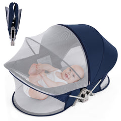 FSATBTNE Portable Travel Bassinet for 0-5M Baby Baby Cribs Travel Pod for Outdoors Baby LoungerCo Sleeper for Baby in Bed with Mosquito Net and Sunshade Canopy Lightweight Washable Foldable