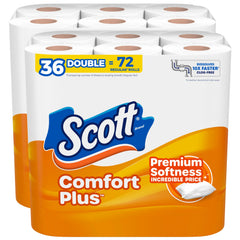 Scott ComfortPlus Toilet Paper 36 Double Rolls 231 Sheets per Roll Septic-Safe 1-Ply Toilet Tissue