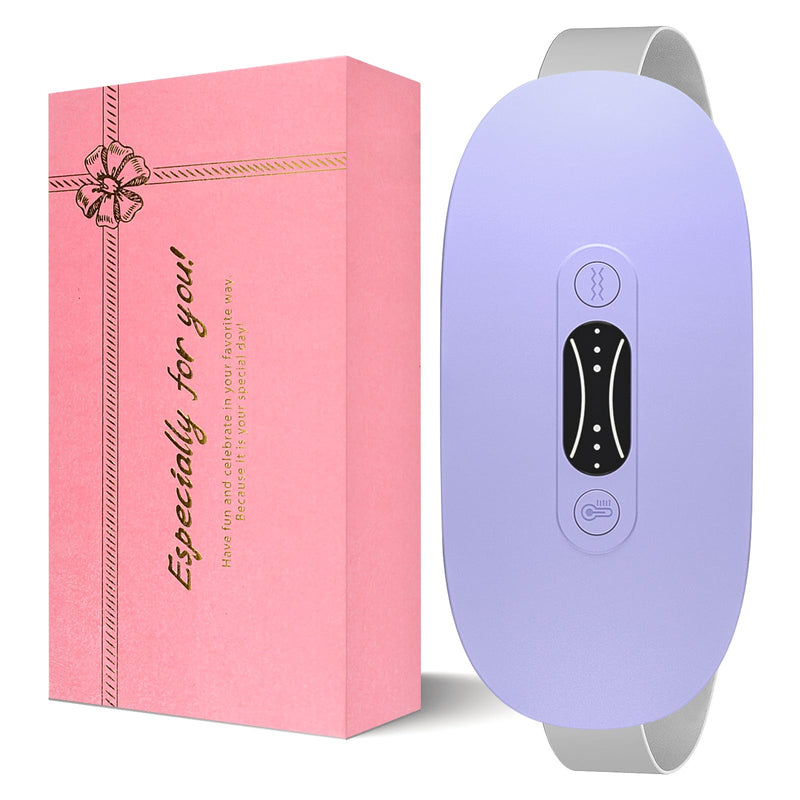 LISACOOL Portable Heating Pad for Period Cramps Cordless Menstrual Heating Pad with 3 Heat Levels and 3 Massage Modes Birthday Gifts for Women and Girls (Purple)