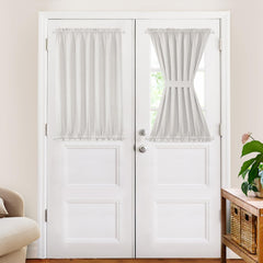 Deconovo French Door Curtain Panel Linen 100% Blackout Thermal Curtains for Patio Door Sliding Door Curtains for Front Door1 Panel Grey W25 x L40