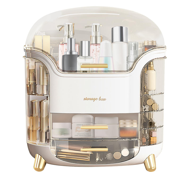 Makeup Organizer & Skincare Organizers Cosmetic Organizer Box for Countertop with Lid & Drawers Make Up Storage Organizer with Waterproof & Dustproof Cover Birthday Gifts for Vanity Women Girls