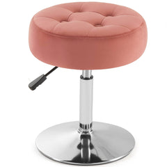 Gitrah Pink Vanity Chair for Makeup Room Round Velvet Pink Ottoman Tufted Makeup Chair Vanity Stools for Bathroom Height Adjustable 360 Swivel