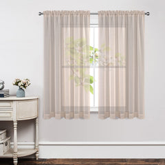 Joydeco Linen Sheer Curtains 63 Inch Length 2 Panels Set Rod Pocket Long Sheer Curtains for Window Bedroom Living Room Lightweight Semi Drape Panels for Yard Patio (54x63 inch Linen)