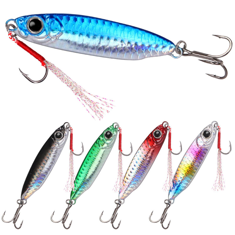 Tripquips Saltwater Jigs Fishing Lures with Ultra-Sharp Hooks Saltwater Spoon Lure for Tuna Salmon Grouper Sea Fishing Jigging Lure Trolling Spoon for Bass Fishing-30g-5PCS