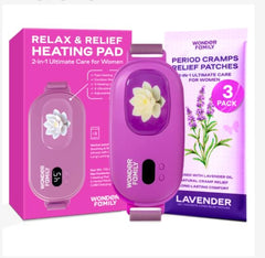 Portable Heating Pad for Period Cramps - Customizable Period Belt - Stomach and Lower Back Massager with Heat Pad for Cramps - Menstrual Heating Pad for Women with 3 Lavender Patches