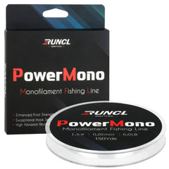 RUNCL PowerMono Fishing Line Monofilament Fishing Line - Ultimate Strength Shock Absorber Suspend in Water Knot Friendly - Mono Fishing Line (Clear 6LB(2.7kgs) 150yds)