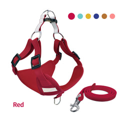Reflective Dog Vest with Traction Rope and Suede Back