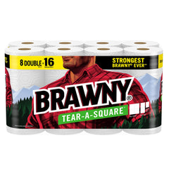 Brawny® Tear-A-Square® Paper Towels 8 Double Rolls = 16 Regular Rolls