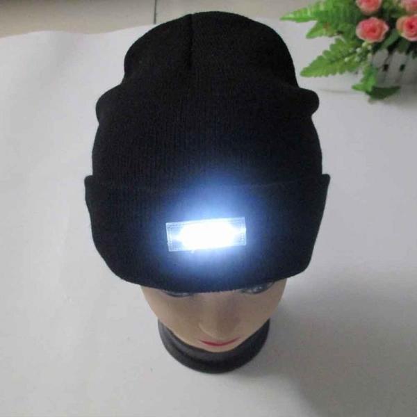 5 LED Lighted Knitted Fishing Beanie Hat