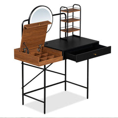 Makeup Vanity Desk With 3-Mode Lighted Mirror Wireless Charging Station , Vanity Table With Drawer 3 Open Shelves For Ample Storage Space