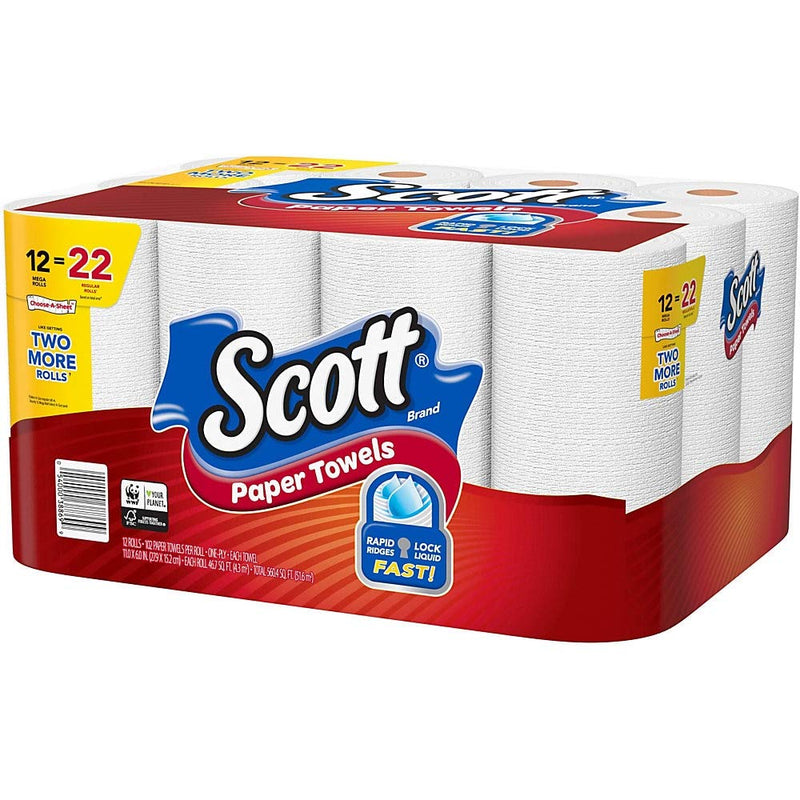 Scott Paper Towels Choose-A-Sheet - 12 Mega Rolls = 22 Regular Rolls (102 Sheets Per Roll)