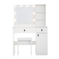 Vanity Desk With Lights, Vanity Set With Mirror, Makeup Vanity Desk With Large Drawers  Three Level Storage Dreeser, VanitysVanities With 3 Lights Brightness Adjustable For Bedroom, White