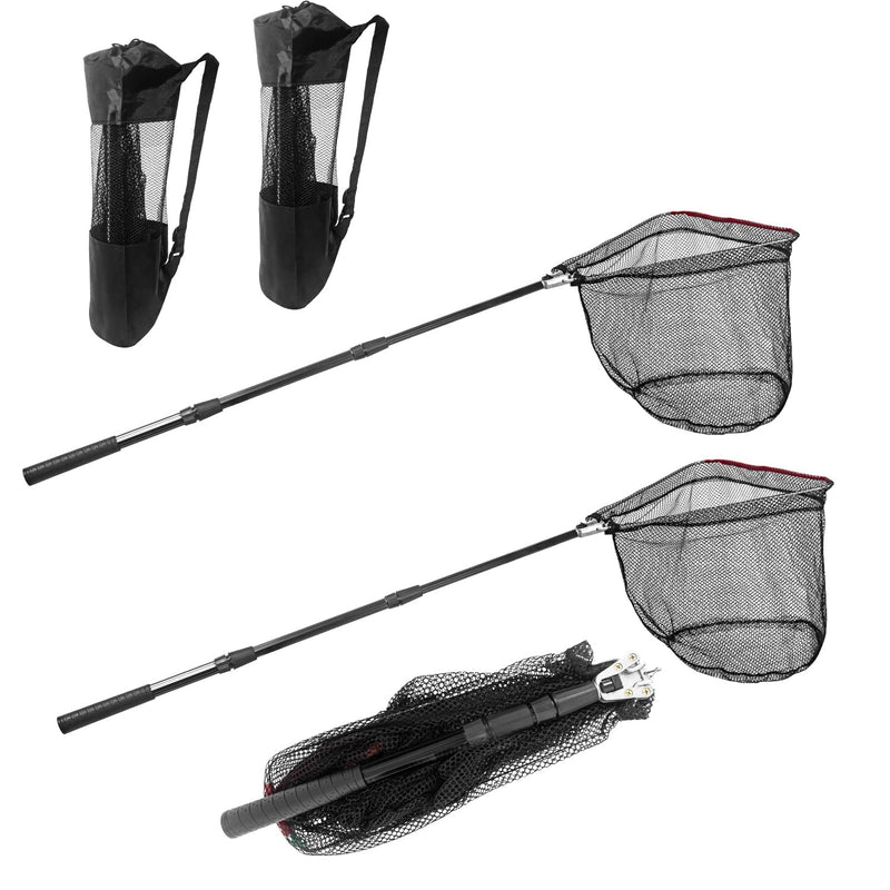 Fishing Net with Handle and 1 Storage BagPortable Telescopic Fishing NetTelescoping Net PoleFishing Net Telescoping HandleFishing Nets (2 Fishing Net + 2 Storage Bag)