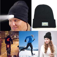 5 LED Lighted Knitted Fishing Beanie Hat