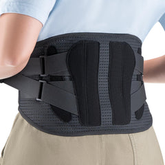 INDEEMAX Back Brace for Lower Back Pain with 2 Removable Lumbar Support Pads Adjustable Bionic Designed Back Support Brace for Men and Women Sciatica Herniated Disc Scoliosis Relief (Black Small)