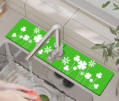 St. Patricks Day Kitchen Sink Splash Guard Faucet Mat -1 PC Super Absorbent Fast Drying Mat Sink Gadgets-Splash Guard Behind Faucet Drip Catcher for Kitchen(23.5" X 5.5" )