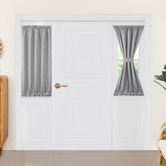 Deconovo French Door Curtain Panel Linen 100% Blackout Thermal Curtains for Patio Door Sliding Door Curtains for Front Door1 Panel Grey W25 x L40