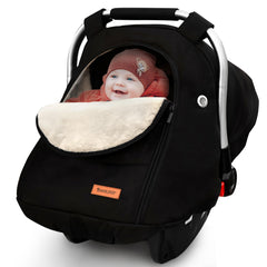 Waterproof Winter Baby Car Seat Cover Carseat Cover Boys Cozy & Warm Cover Infant Car Seat Canopy Universal Cold Weather Shield Black