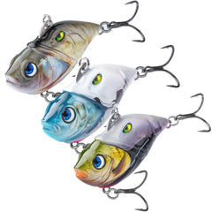 HANDING 3PCS Lifelike Fishing Bait for Bass Fishing Lures Saltwater Lipless Crankbait Bass Trout Crappie Pike Lures Vibe Sinking Lure Mustad Hooks Fishing Gift for Men 2.2in 1/2oz